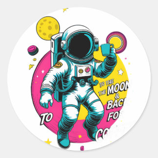 Rond To The Moon and Back Astronaut Sticker – Retro Spa
