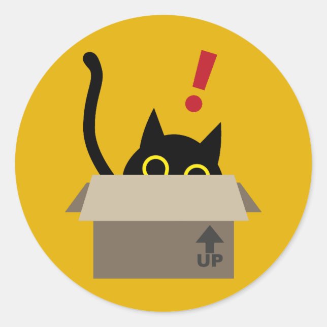 Rond TOC TOC ! Chat amusant dans une boîte Sticker de c (Devant)