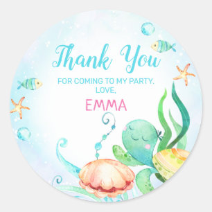 Rond Tortue de mer sous le Sticker d'anniversaire de la