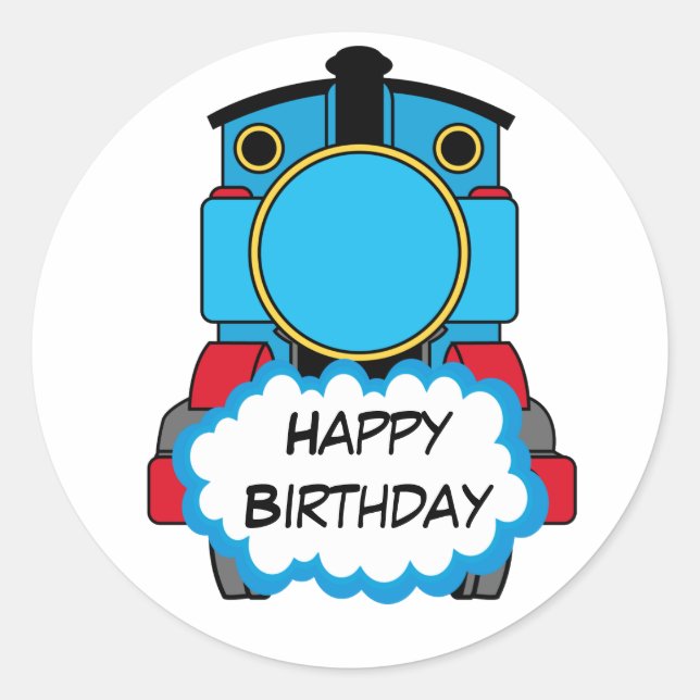 Rond Train Happy Birthday round Sticker (Devant)