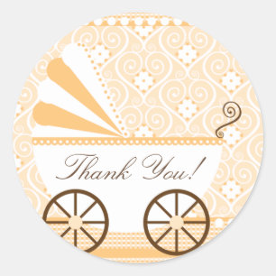 Rond Transport vintageMerci Baby shower Sticker