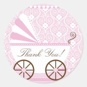 Rond Transport vintageMerci Baby shower Sticker