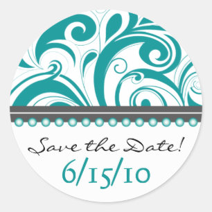 Rond Trendy Turquoise Swirlies Enregistrer le sticker d