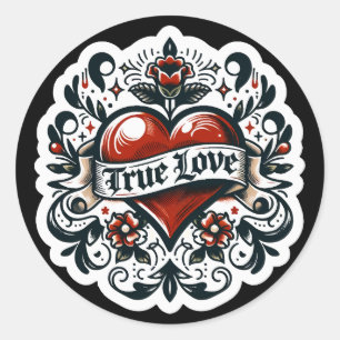 Rond True Love Coeur Tattoo Sticker Mariage Fiançailles