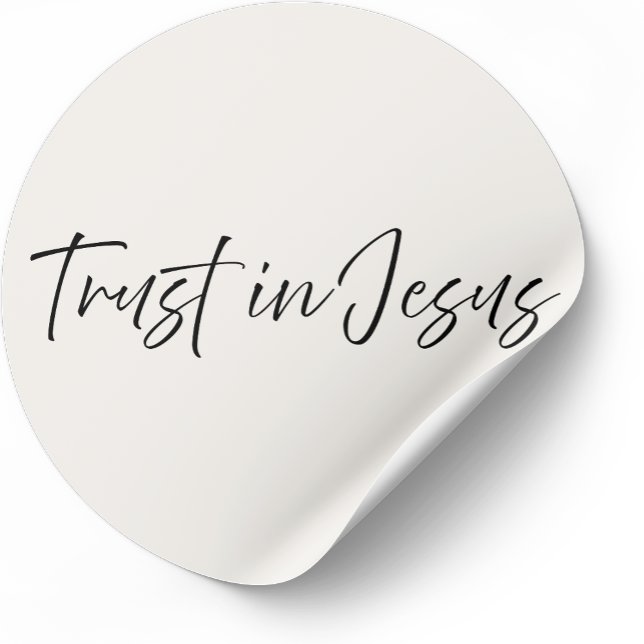 Rond Trust in Jesus – Minimal Christian Sticker  (Minimalist Christian sticker with faith-based message)