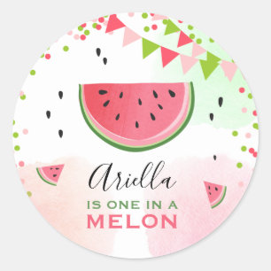 Rond Un dans un melon Watermelon Tags Enveloppe Sticker