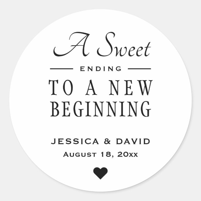 Rond Un Sticker De Faveur De Mariage Doux Terminant Sim (Devant)
