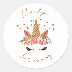Rond Unicorn Star Party Thankyou Sticker