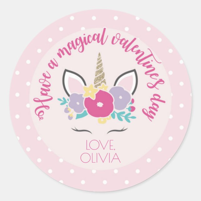 Rond Unicorn Valentine's day Sticker (Devant)