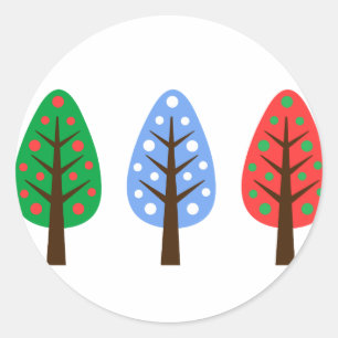 Rond Unique sapin de Noël vert bleu rouge Sticker