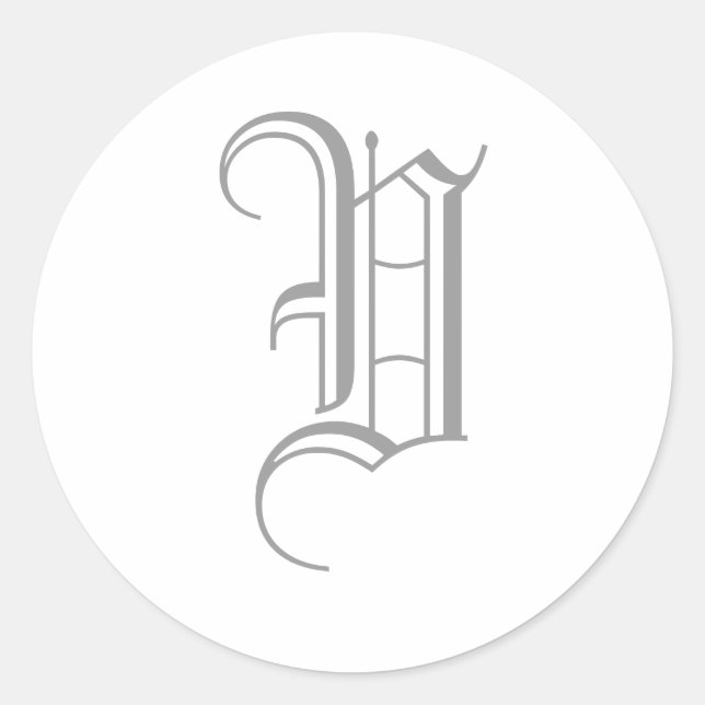 Rond V Lettre Monogram Sticker Grey Vieux anglais (Devant)