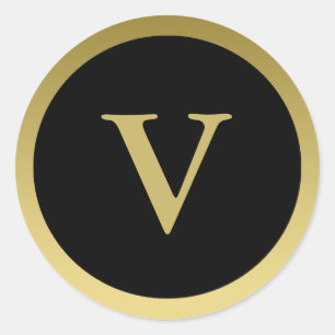 Rond V :: Monogram V Elegant Gold et Black Sticker