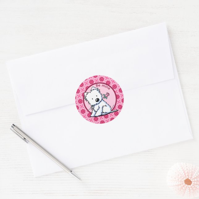 Rond Valentine Westie Sticker (Enveloppe)