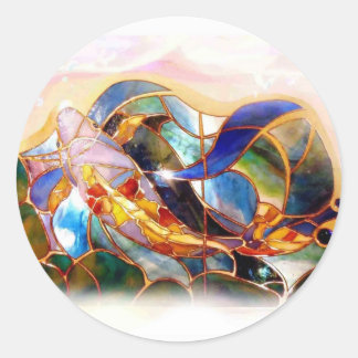Rond Verre Koi Poisson Art japonais Sticker