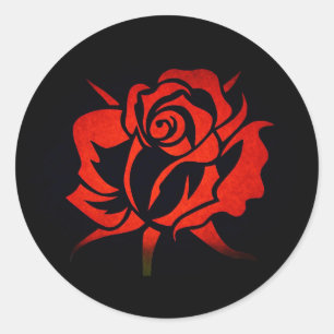Rond Vibrant, Rose rouge gras sur Sticker Arrière - pla