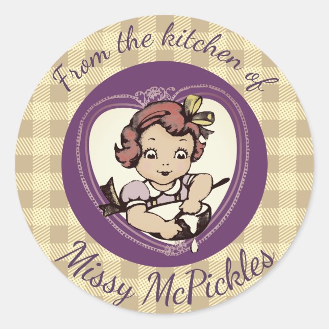 Rond Vintage boulangerie fille de la cuisine de sticker (Devant)