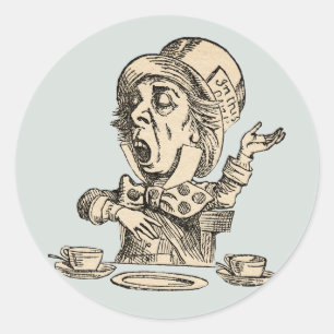 Rond vintage mad hatter label sticker seal