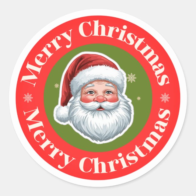 Rond Vintage Santa Merry Christmas Sticker (Devant)