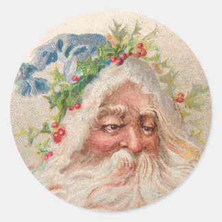 Rond Visage vintage du Père Noël avec Sticker Casquette