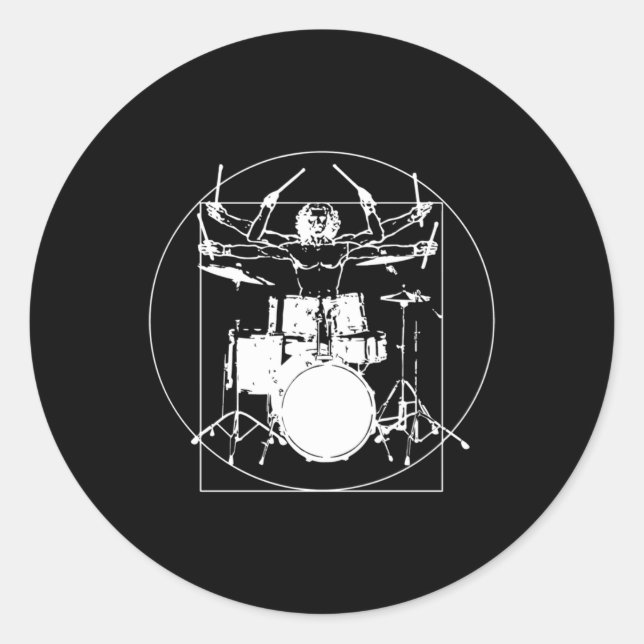 Rond Vitruvian Man Drummer Sticker  (Devant)