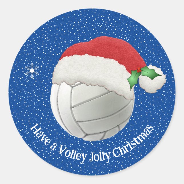 Rond Volley-ball dans un Sticker Design de Santa Hat (Devant)