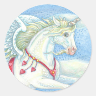 Rond Volying Hearts Unicorn PEGASUS STICKER Sheet