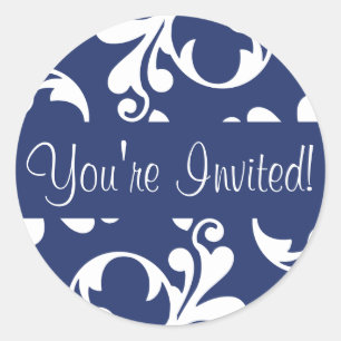 Rond Vous êtes Invited Leaf Flourish Envelope Sticker S