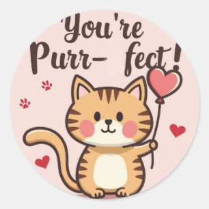 Rond 'Vous êtes Purr-fect ! ' Sticker de la Saint-Valen