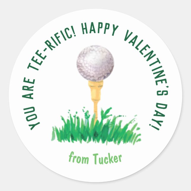 Rond Vous Êtes Tee-rific Golf Valentine Sticker (Devant)