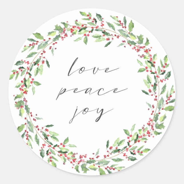Rond Watercolor Wreath Holiday Sticker (Devant)