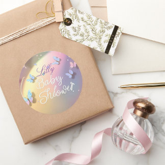 Rond Welcome Baby Lily – Butterfly Baby Girl Sticker