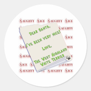 Rond West Highland White Terrier Naught... - Sticker