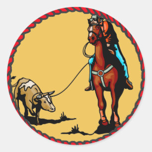 Rond Western Sticker Team Roping Steer Roping