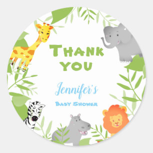 Rond Wild One Safari Animaux Baby shower Sticker garçon