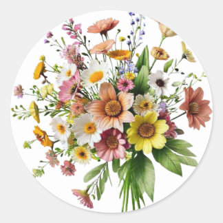 Rond Wildflower Bouquet Sticker | Colorful Botanical