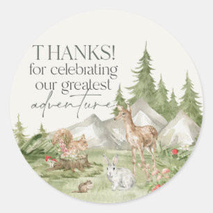 Rond Woodland Animals Adventure Await Favor Sticker