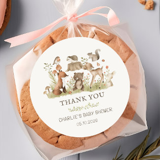 Rond Woodland Animals Baby Shower Sticker
