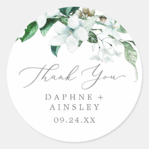Rond Woodland Green Merci Mariage Favor Sticker