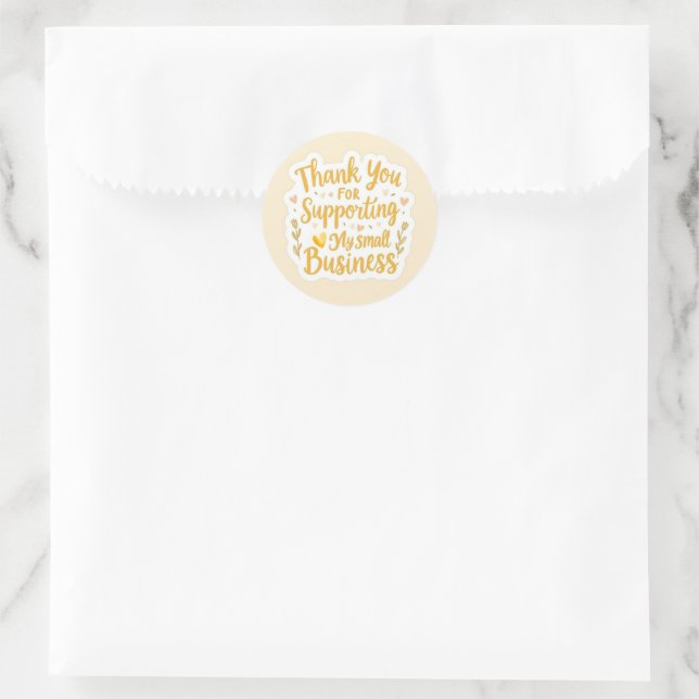 Rond Yellow Thank You Packaging Sticker (Sac)