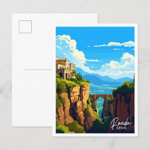 Ronda Spain Art Travel Vintage illustration Postcard