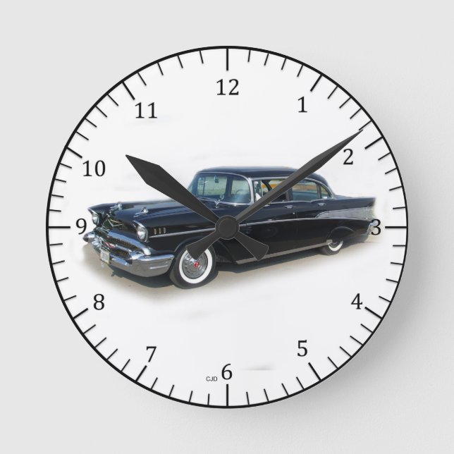 Ronde 1957 noir 4 porte classique horloge voiture (Recto)