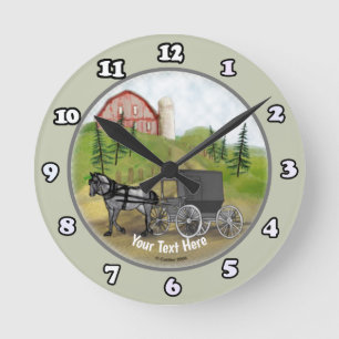 Ronde Amish Buggy Horloge De Retour