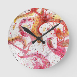 Ronde aquarelle abstraite murale acrylique horloge