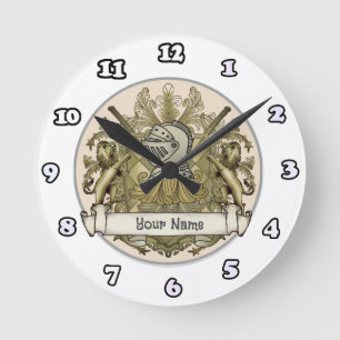 Ronde Blason de la famille Chevalier Jaune Horloge de n