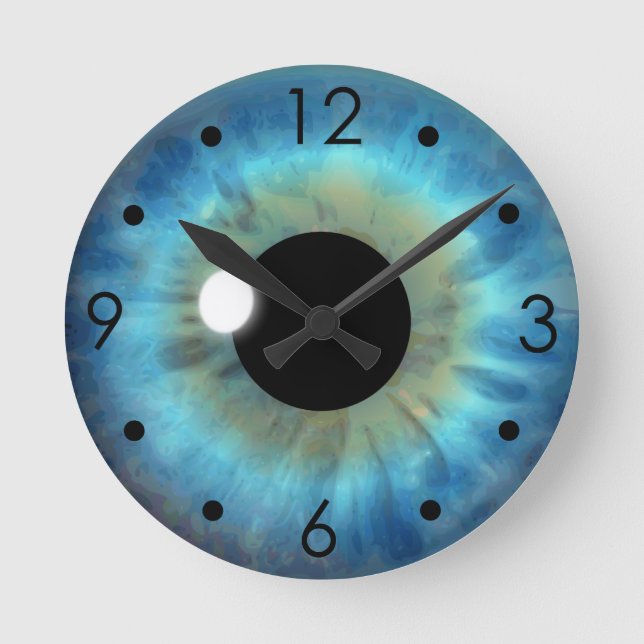 Ronde Blue Eye Iris Eyball Custom Medium Round Horloge (Recto)
