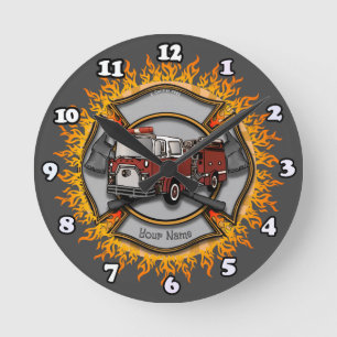 Ronde Camion de pompier Maltese Cross Horloge de pompier