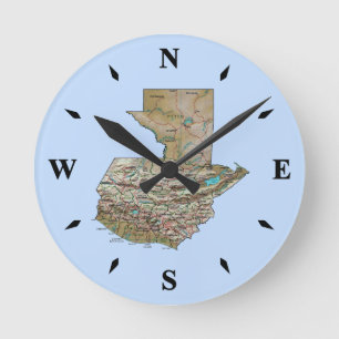 Ronde Carte Guatemala Horloge