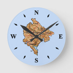 Ronde Carte Monténégro Horloge