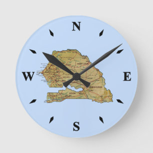 Ronde Carte Sénégal Horloge