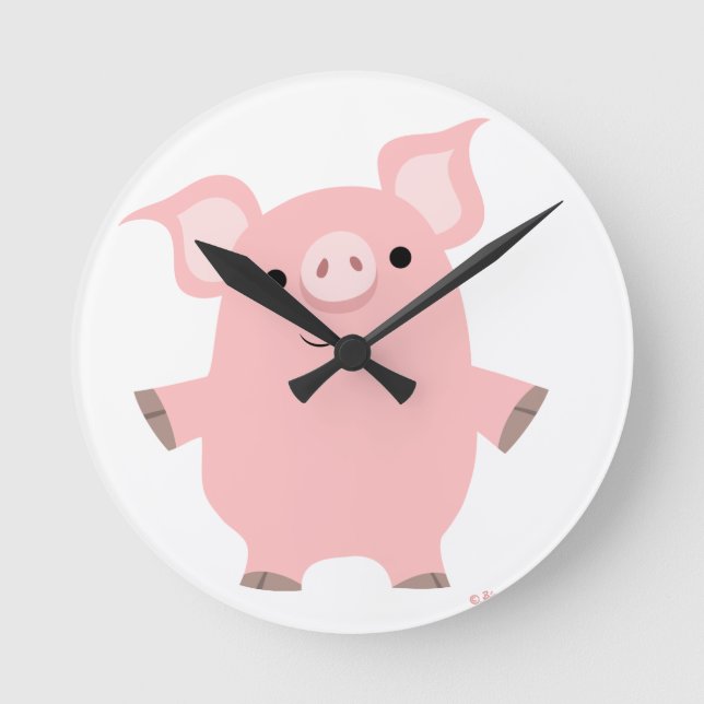 Ronde Carton mignon debout cochon horloge (Recto)